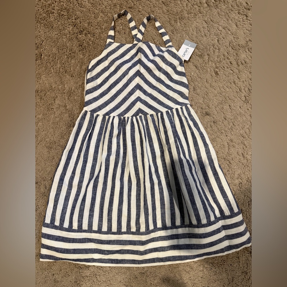 Carter's Navy and White Striped Dress